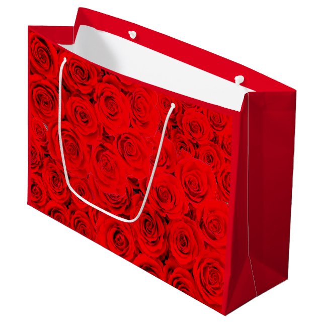 Bolsa De Regalo Grande Rojas rojas de flores calientes (Angulo Anverso)
