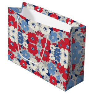 Bolsa De Regalo Grande Rojo Azul Blanco Floral Patriótico (5)