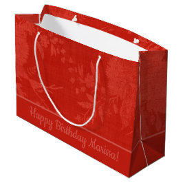 Bolsa De Regalo Grande Rojo bonito sobre el patrón floral rojo