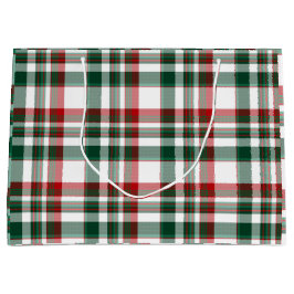Bolsa De Regalo Grande Rojo de Navidad y cuadros verdes 