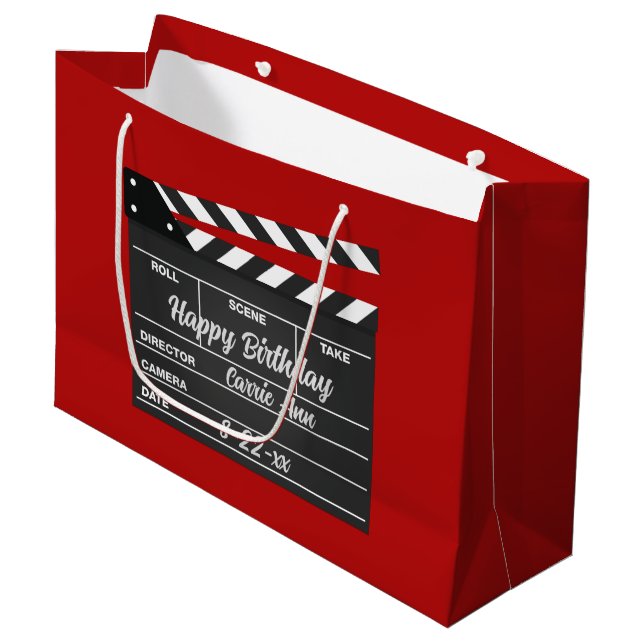 Bolsa De Regalo Grande Rojo de tablero de películas personalizado (Angulo Anverso)