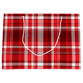 Bolsa De Regalo Grande Rojo Festivo y Cuadros Blancos
