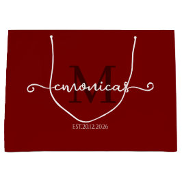 Bolsa De Regalo Grande Rojo oscuro monogramado personalizado