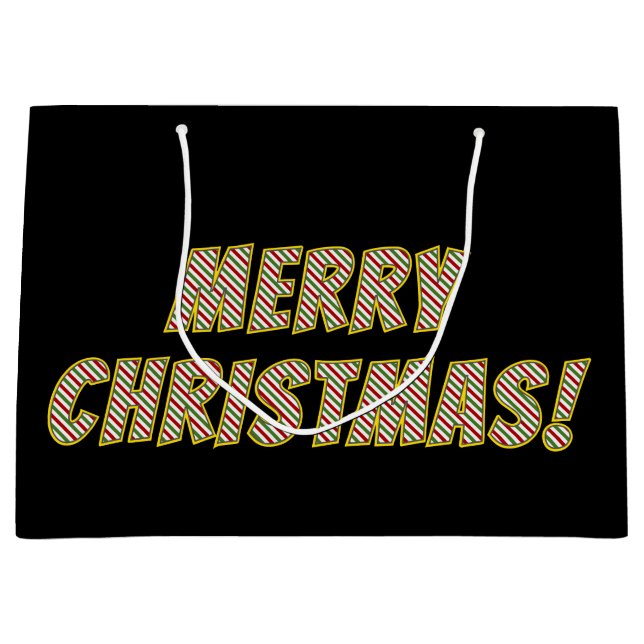 Bolsa De Regalo Grande Rojo, verde y blanco "FELIZ NAVIDAD!" (Anverso)