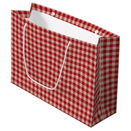 Bolsa De Regalo Grande Rojo y Kraft Country Gingham Navidad