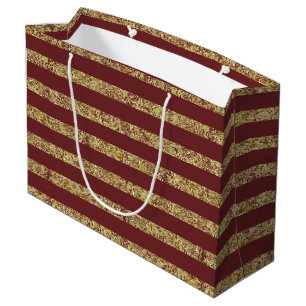 Bolsa De Regalo Grande Rojo y purpurina del oro falso