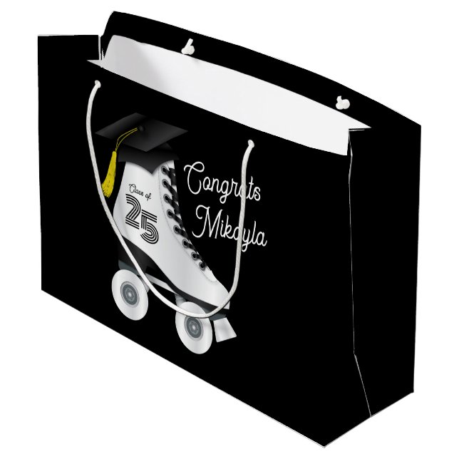 Bolsa De Regalo Grande Roller Skate Graduate Party Skyline Rink Black (Angulo reverso)