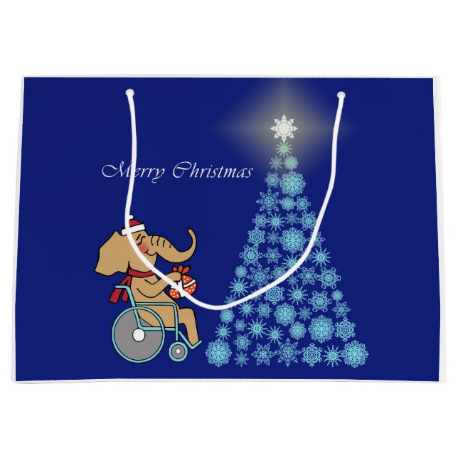 Bolsa De Regalo Grande Rollstuhl-Elefant mit Weihnachtsmannmütze (Anverso)