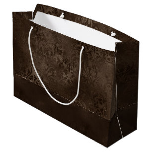 Bolsa De Regalo Grande Romance bronce de medianoche Damasco satinado