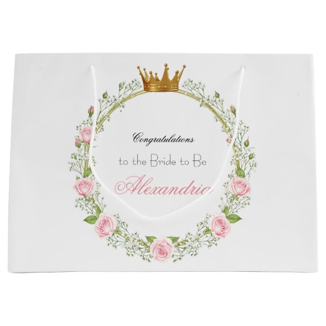 Bolsa De Regalo Grande Romance Sonrojado Personalizado: Rosas y Respiraci (Anverso)