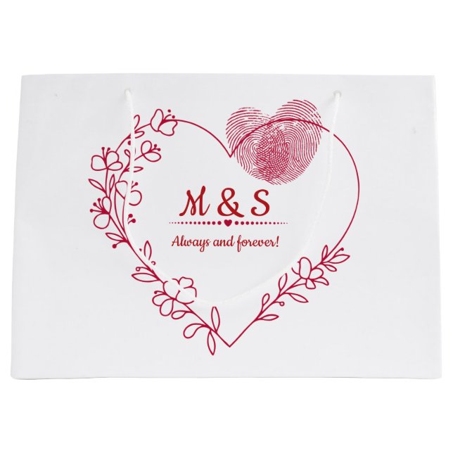 Bolsa De Regalo Grande Romantic Fingerprint Heart Gift Bag (Anverso)