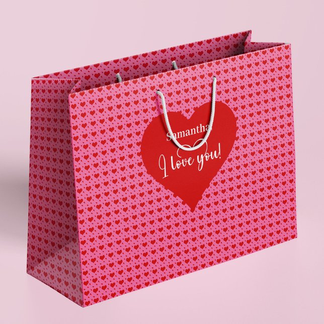 Bolsa De Regalo Grande Romantic I Love You Heart Design Personalized Bag (Romantic I Love You Heart Design Personalized Bag)