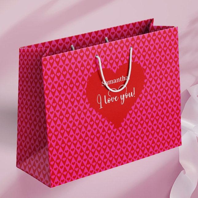 Bolsa De Regalo Grande Romantic Valentine Gift Bag I Love You Heart Desig (Romantic Valentine Gift Bag I Love You Heart Design)