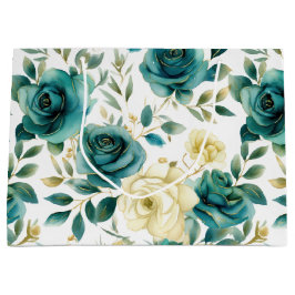 Bolsa De Regalo Grande Romántica crema verde verde Rosa floral