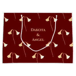 Bolsa De Regalo Grande Romántica pareja de flores de oro rojas