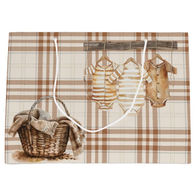 BOLSA DE REGALO GRANDE ROPA DE BEBÉ NEUTRAL BROWN (Anverso)