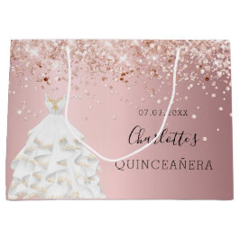 Bolsa De Regalo Grande Ropa de oro rosa rosa rosado de Quinceanera