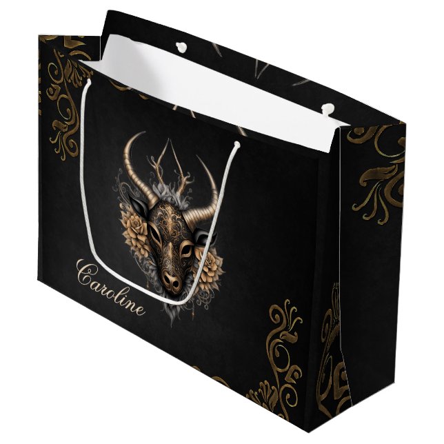 Bolsa De Regalo Grande Ropa elegante de oro negro (Angulo Anverso)