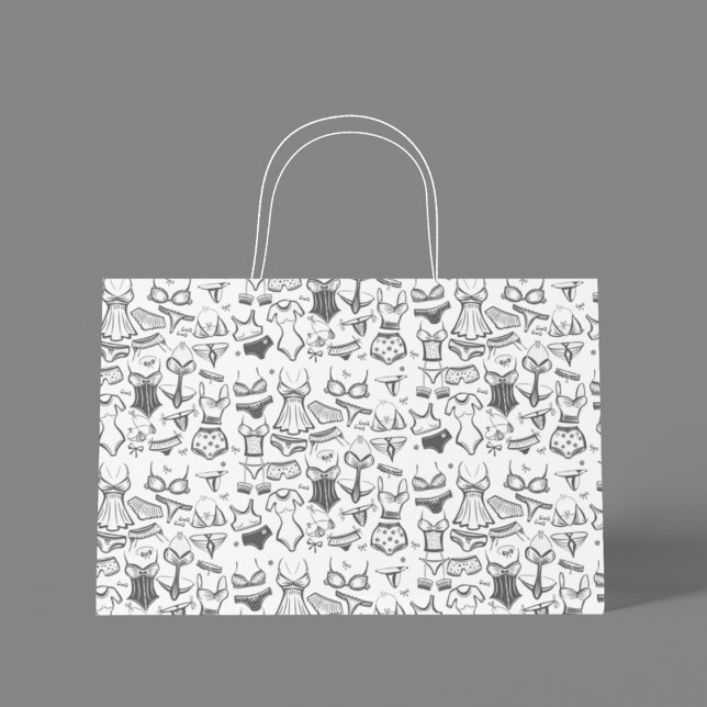 Bolsa De Regalo Grande Ropa interior para ducha de novia (Chic and playful gift bag perfect for lingerie showers and bridal celebrations.)