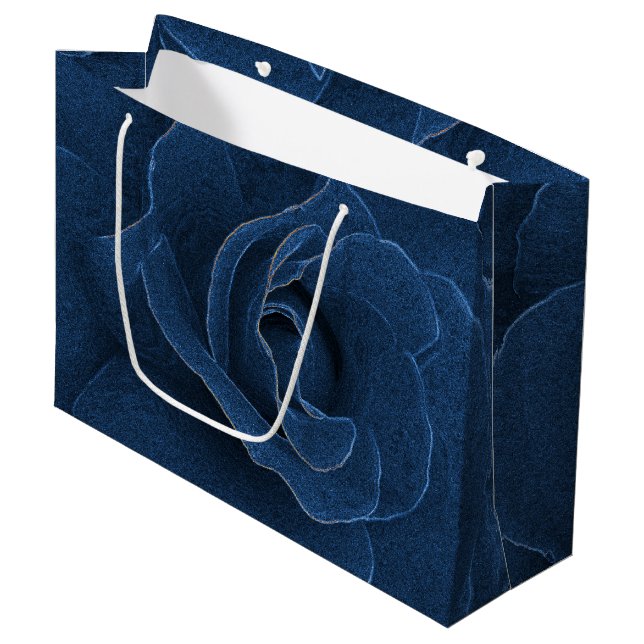 Bolsa De Regalo Grande Rosa azul de terciopelo (Angulo Anverso)