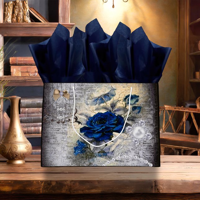 Bolsa De Regalo Grande Rosa azul oscuro victoriano Ephemera (Subido por el creador)