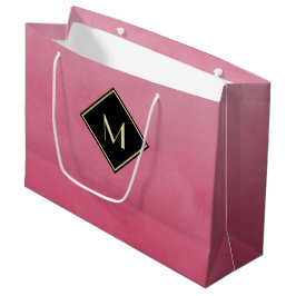 Bolsa De Regalo Grande Rosa cepillado elegante con el monograma simple