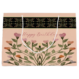 Bolsa De Regalo Grande Rosa Con Floral Elegante