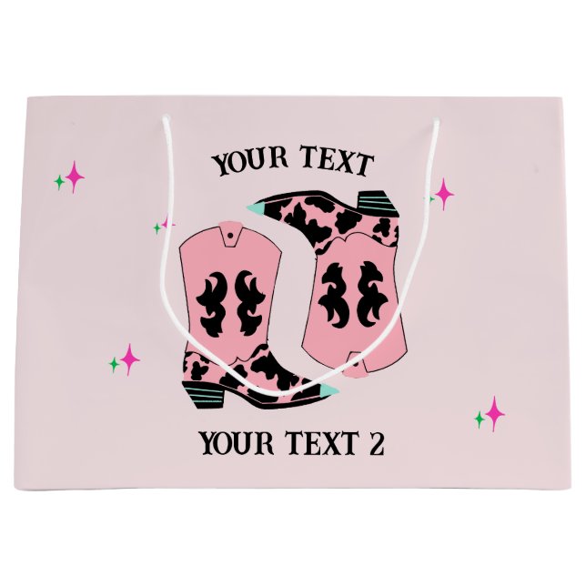 Bolsa De Regalo Grande Rosa Cowgirl Boots Rodeo (Anverso)