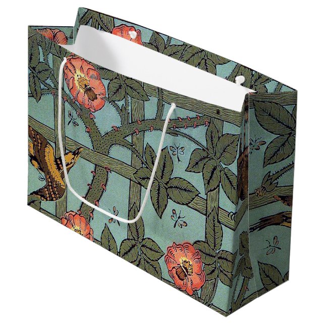 Bolsa De Regalo Grande Rosa de escalada y pequeño pájaro, William Morris  (Angulo Anverso)