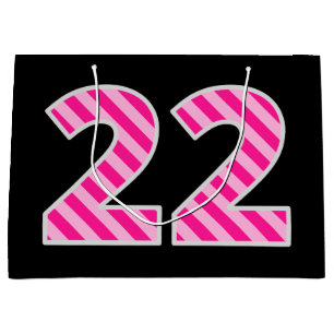 Bolsa De Regalo Grande Rosa de la diversión rayado "22"; 22do cumpleaño