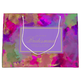 Bolsa De Regalo Grande Rosa de mármol, púrpura, dama de honor