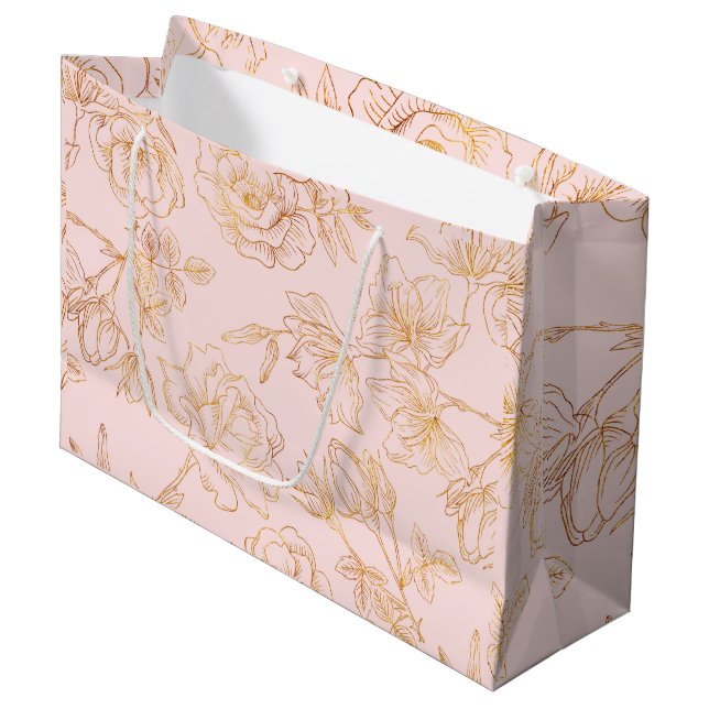 Bolsa De Regalo Grande Rosa de oro elegante (Angulo Anverso)