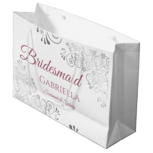 Bolsa De Regalo Grande Rosa de plata y polvo sobre Boda de la dama de hon