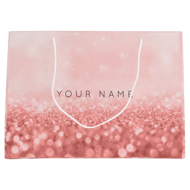 Bolsa De Regalo Grande Rosa Dulce Rosa 16ª Boda Purpurina (Anverso)