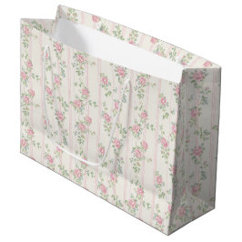Bolsa De Regalo Grande Rosa Floral Rosa