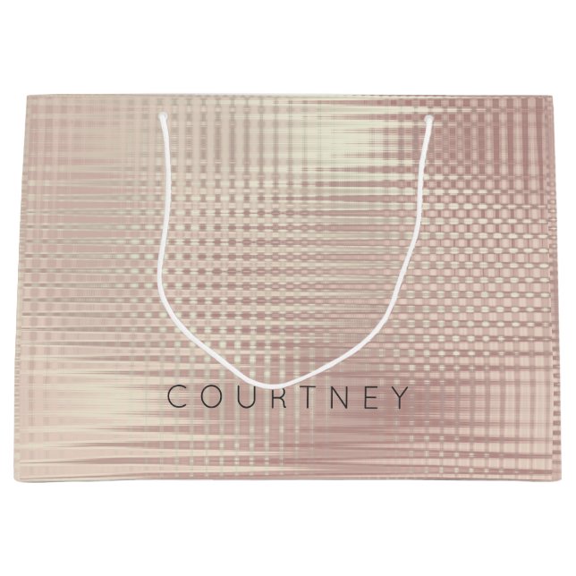Bolsa De Regalo Grande Rosa Gold Rubor Pearly Abstract Metallic Grill (Anverso)