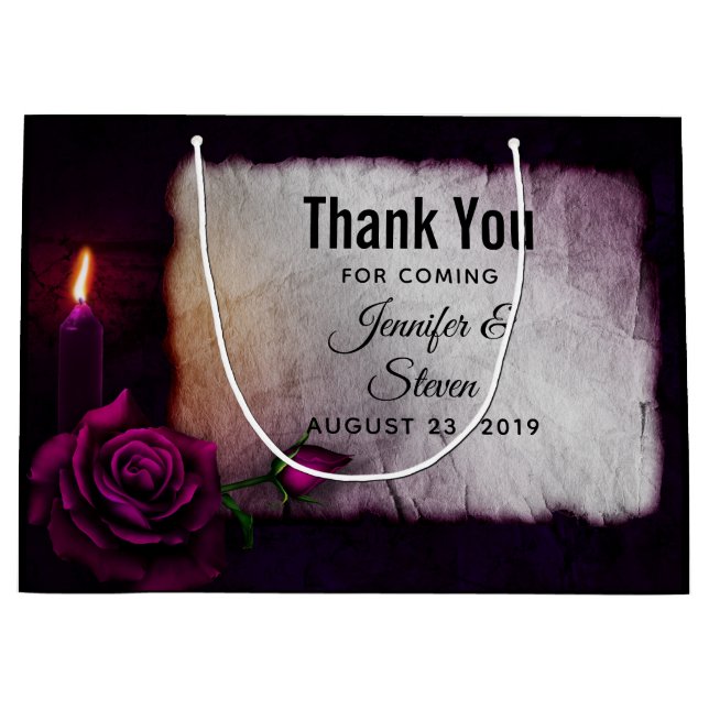 Bolsa De Regalo Grande Rosa gótico, Boda de velas y pergamino (Anverso)