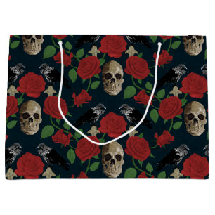 Bolsa De Regalo Grande Rosa gótico oscuro y poco entusiasta Vines Raven S