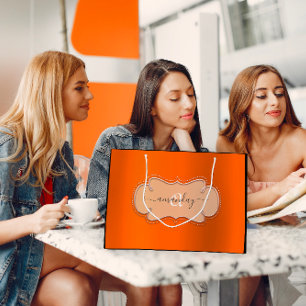 Bolsa De Regalo Grande Rosa Naranja Rosa Monograma Real Novia