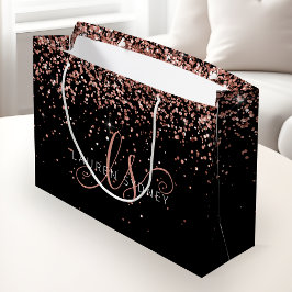 Bolsa De Regalo Grande Rosa Oro Rubor Purpurina rosa Glam Monograma Nombr