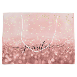 Bolsa De Regalo Grande Rosa Purpurina Boda Bridal Gold Confetti Large G