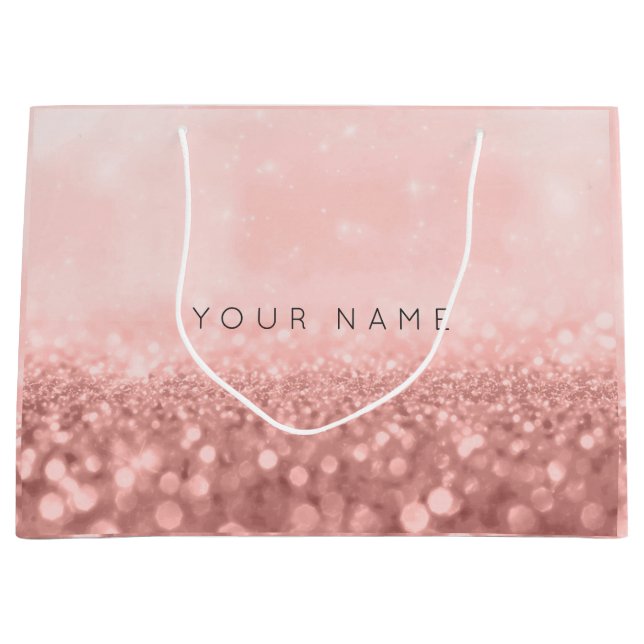 Bolsa De Regalo Grande Rosa Purpurina rosado de Rubor Boda (Anverso)