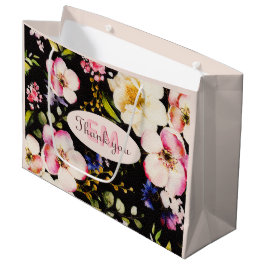 Bolsa De Regalo Grande Rosa rosa y amarillo color de agua en negro, cumpl