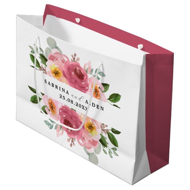 Bolsa De Regalo Grande rosa terroso | Boda Floral rosa Rubor (Angulo Anverso)