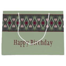 Bolsa De Regalo Grande Rosa verde y gris