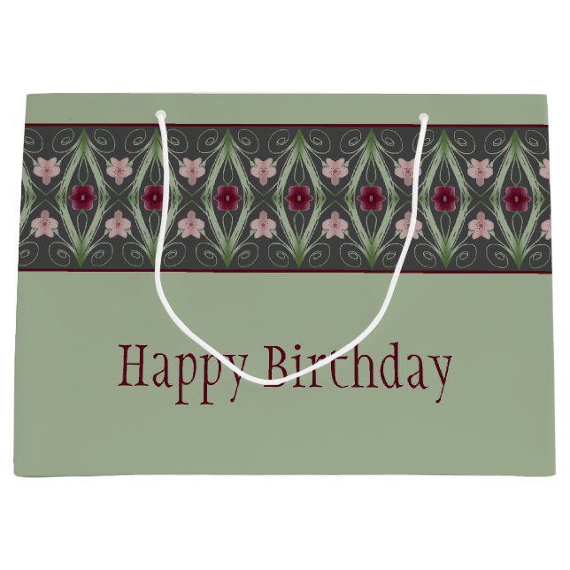 Bolsa De Regalo Grande Rosa verde y gris (Anverso)