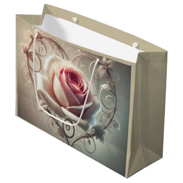 Bolsa De Regalo Grande Rosa y Corazón (Angulo Anverso)
