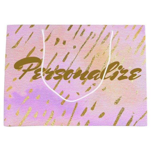 Bolsa De Regalo Grande Rosa y dorado (Anverso)