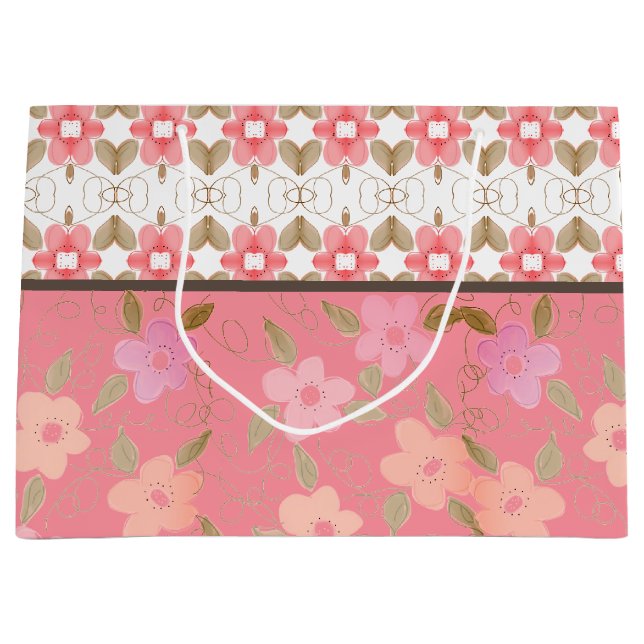 Bolsa De Regalo Grande Rosa Y Rosa Elegante (Anverso)
