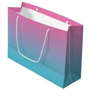 Bolsa De Regalo Grande Rosa y turquesa Ombre